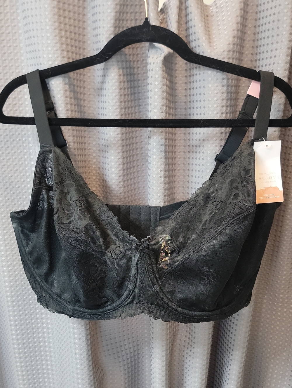 NWT Cacique Black Lace Unlined Full Coverage Size 38i